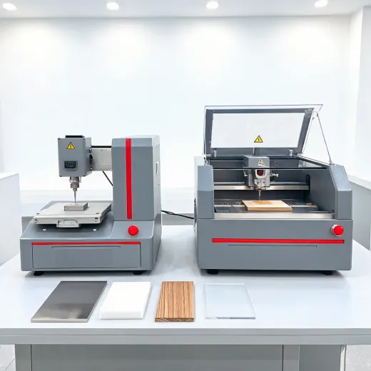 Fiber and CO2 laser comparison bench